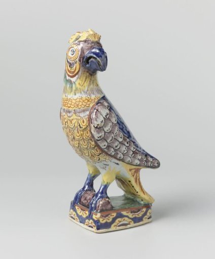 Parrot of multicoloured painted faience