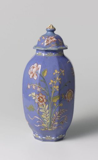 Pot with a lid of multicolored painted faience