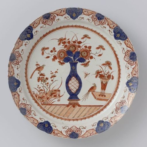 Dish of Polychrome Painted Faience
