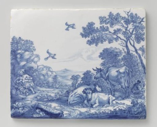 Plate with the prophet Elijah fed by ravens