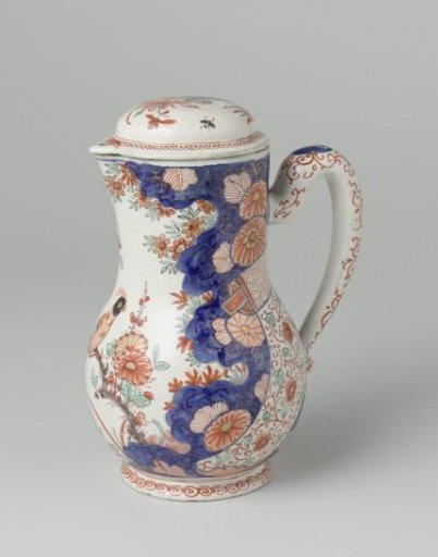 Can with lid of polychrome painted faience