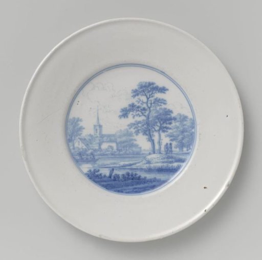 Faience plate with landscape