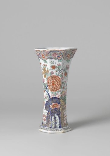Vase of multicoloured painted faience
