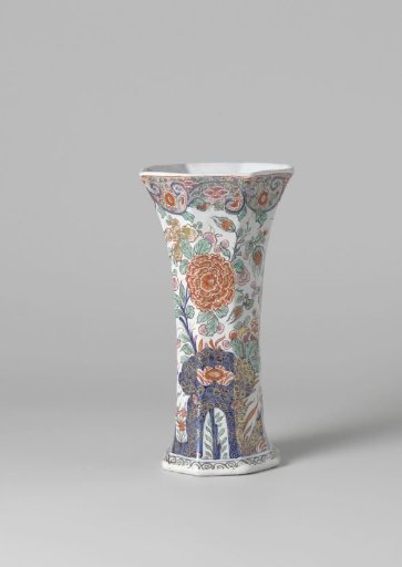 Vase of multicoloured painted faience