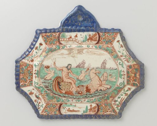 Plate of faience with Neptune