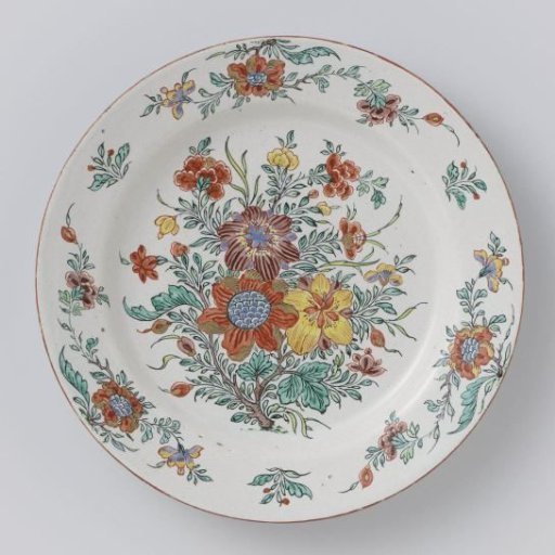 Faience plate with flowers