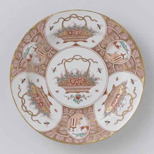 Plate of polychrome painted faience