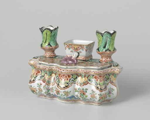 Inkstand of Polychrome Painted Faience