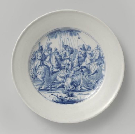 Plate, flat painted with the conversion of Paul