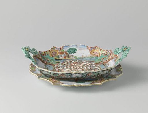 Fruit Stand of Polychrome Painted Faience