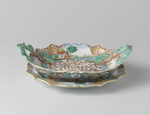 Fruit dish, multicoloured painted