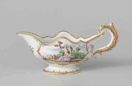 Sauce bowl of polychrome painted faience