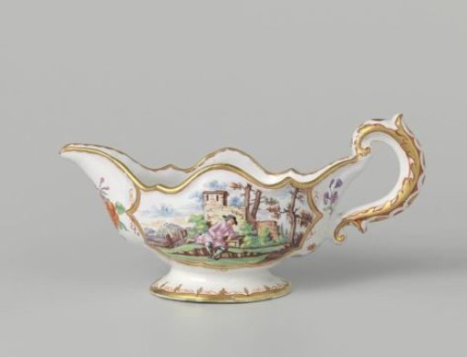 Sauce bowl of polychrome painted faience