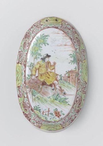 Brush-back, painted with a pastoral scene