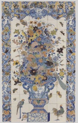Tile panel with a flower vase