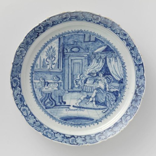 Dish, painted with Amnon violating his half-sister Tamar