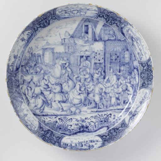 Saucer, painted with a peasant wedding