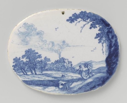 Two oval plates with landscapes