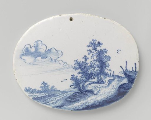 Two oval plates with landscapes