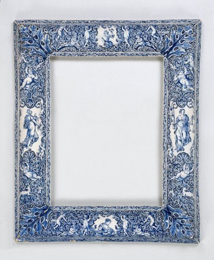 Mirror frame, painted with four allegorical female figures