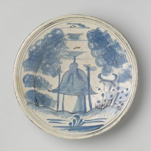 Plate of Blue-Painted Majolica