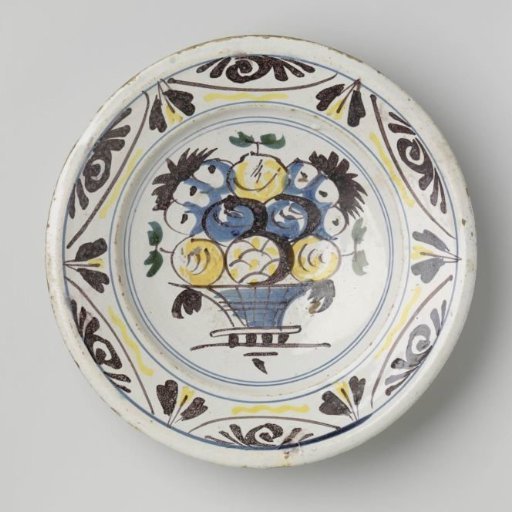 Plate of multicolored majolica