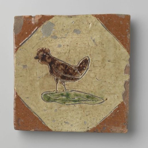 Tile with chicken in octagon
