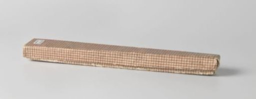 Fan box of paper, outside covered with paper with a diamond pattern, inside covered with blue-grey paper