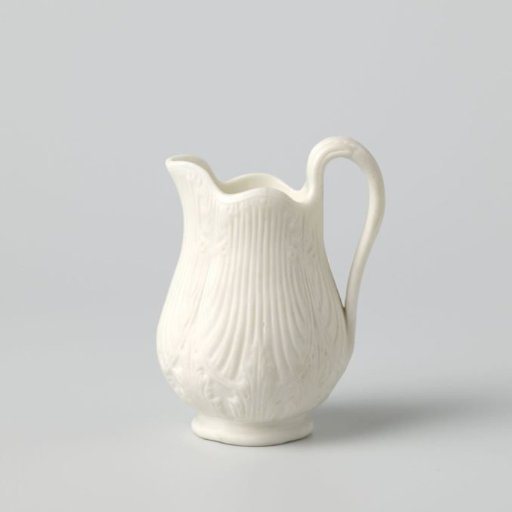 Urn of translucent, cast porcelain with relief leaf motifs