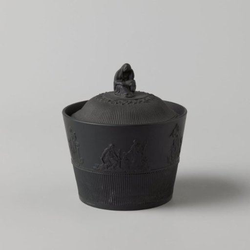 Ceramic sugar pot, E.J. Birch Black Basalt. With lid.