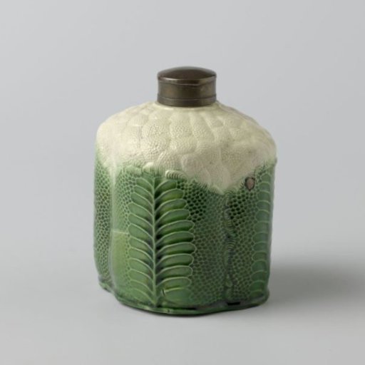Tea caddy of hard-fired earthenware; Whieldon ware, cauliflower ware.