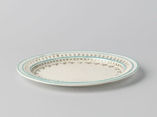 Oval dish of hard-baked earthenware, Spode ware, creamware.