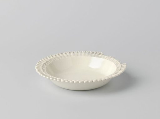 Deep bowl of hard-baked earthenware, cream ware.
