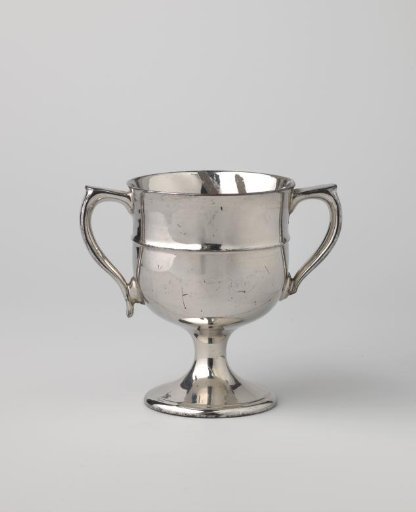 Goblet of reddish-brown hard-fired earthenware with silver luster