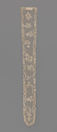 Devonshire lace cap with an angel holding a palm branch at the end