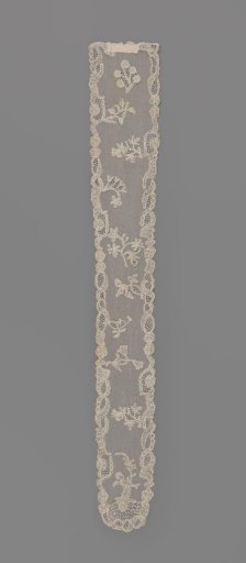 Devonshire lace cap with an angel holding a palm branch at the end