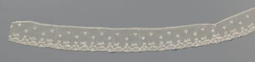 Strip of needle lace with straw leaves and vine border