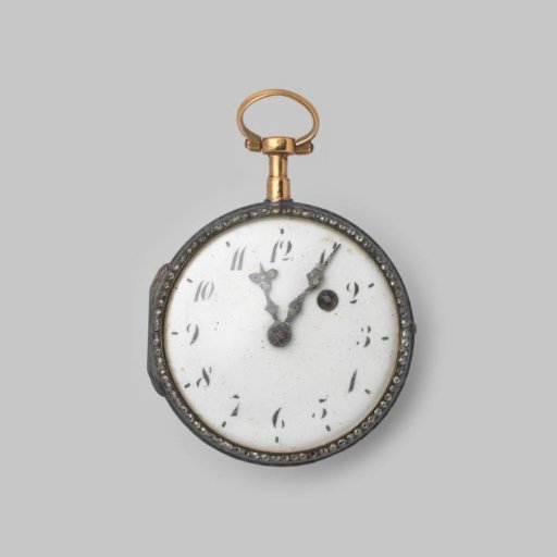 Gold clock with white enameled dial