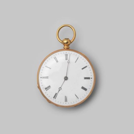 Gold clock with white enameled dial
