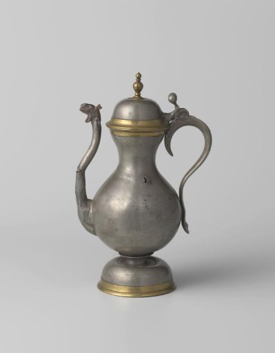 Tin ewer with brass fittings