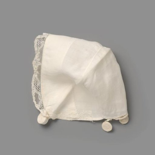 Children's Cap of Linen with Lace Strips