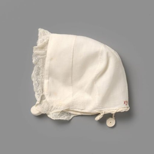 Children's Cap of Linen with Lace Strips