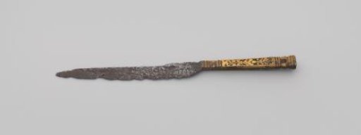 Knife with a copper handle decorated with a candelabrum motif
