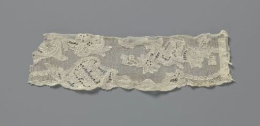 Strip of needle lace with rocaille and rosette