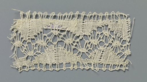 Strip of Bobbin Lace with Pointed Oval Shapes in an Openwork Zigzag Band