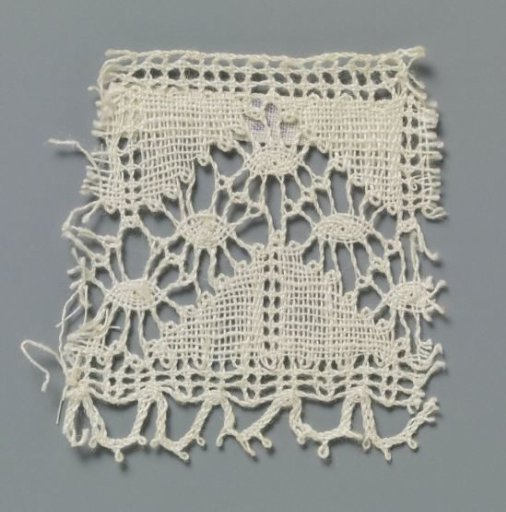 Strip of Bobbin Lace with Pointed Oval Shapes in an Inverted V-Shaped Band