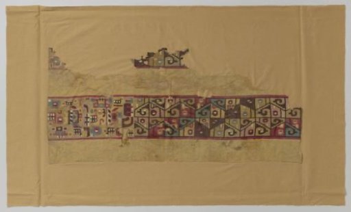 Fragment with multicolored geometric motifs