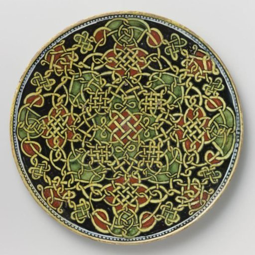 Plate with geometric line pattern