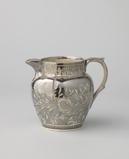 Milk jug of hard-baked earthenware; Leeds cream ware