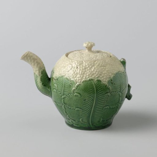 Teapot of hard-fired earthenware; Whieldon ware, cauliflower ware.